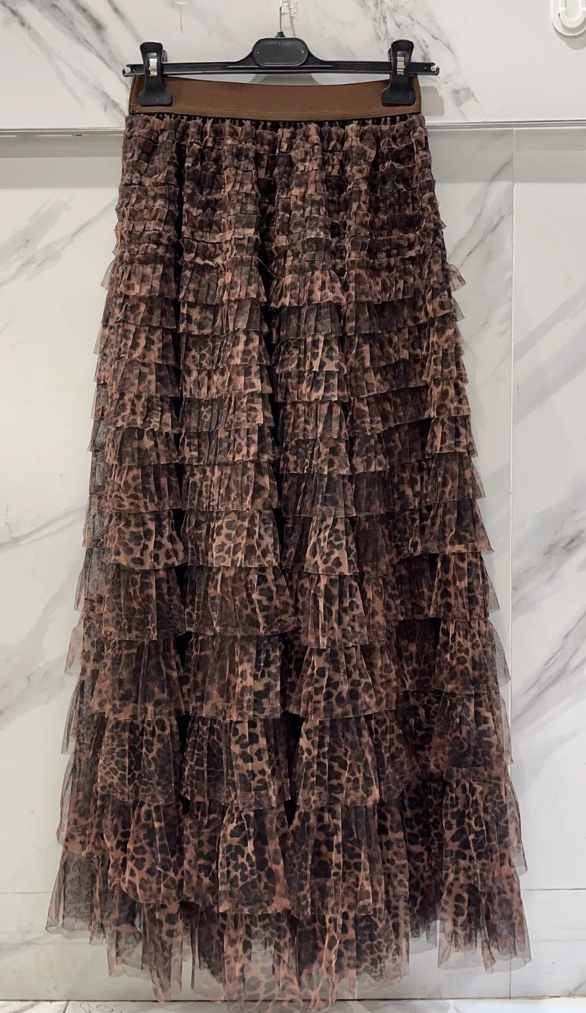 🤎 Leopard Ruffle Maxi Skirt